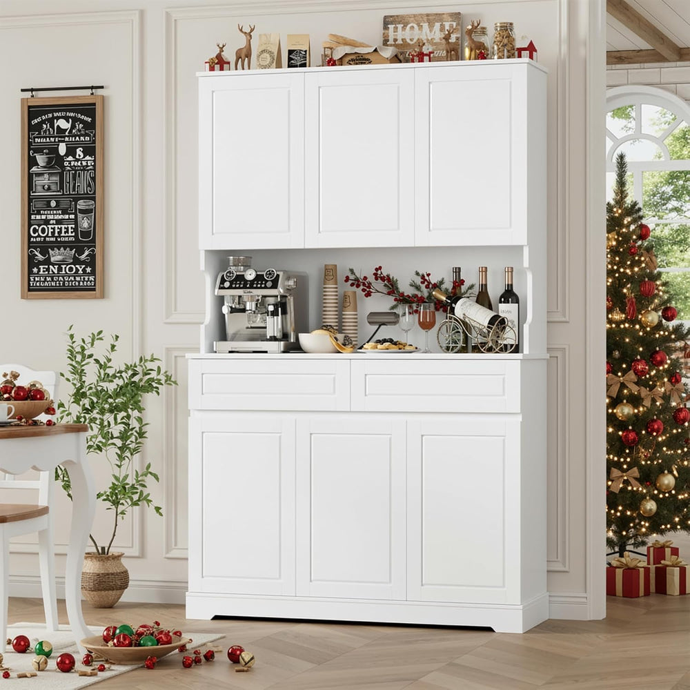 FACBOTALL 74" Pantry Cabinet, Tall Kitchen Pantry with 6 Doors & 2 D...
