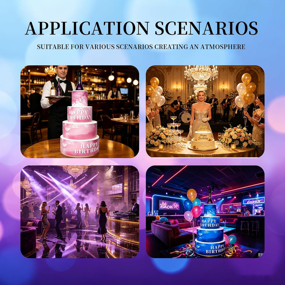 LED 7-Color Cake Tabletop Wine Racks Bottle Presenter with Remote Control, Re...