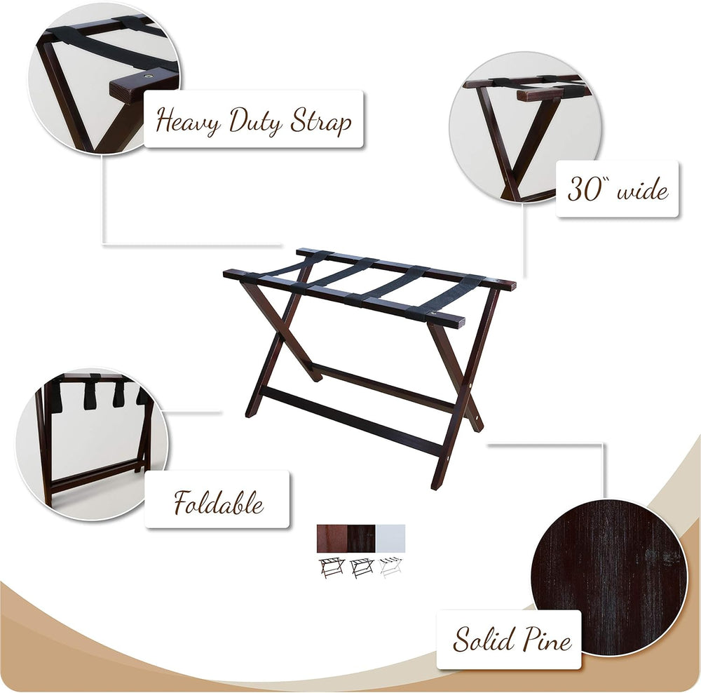 Casual Home Heavy Duty 30" Extra-Wide Luggage Rack, solid wood