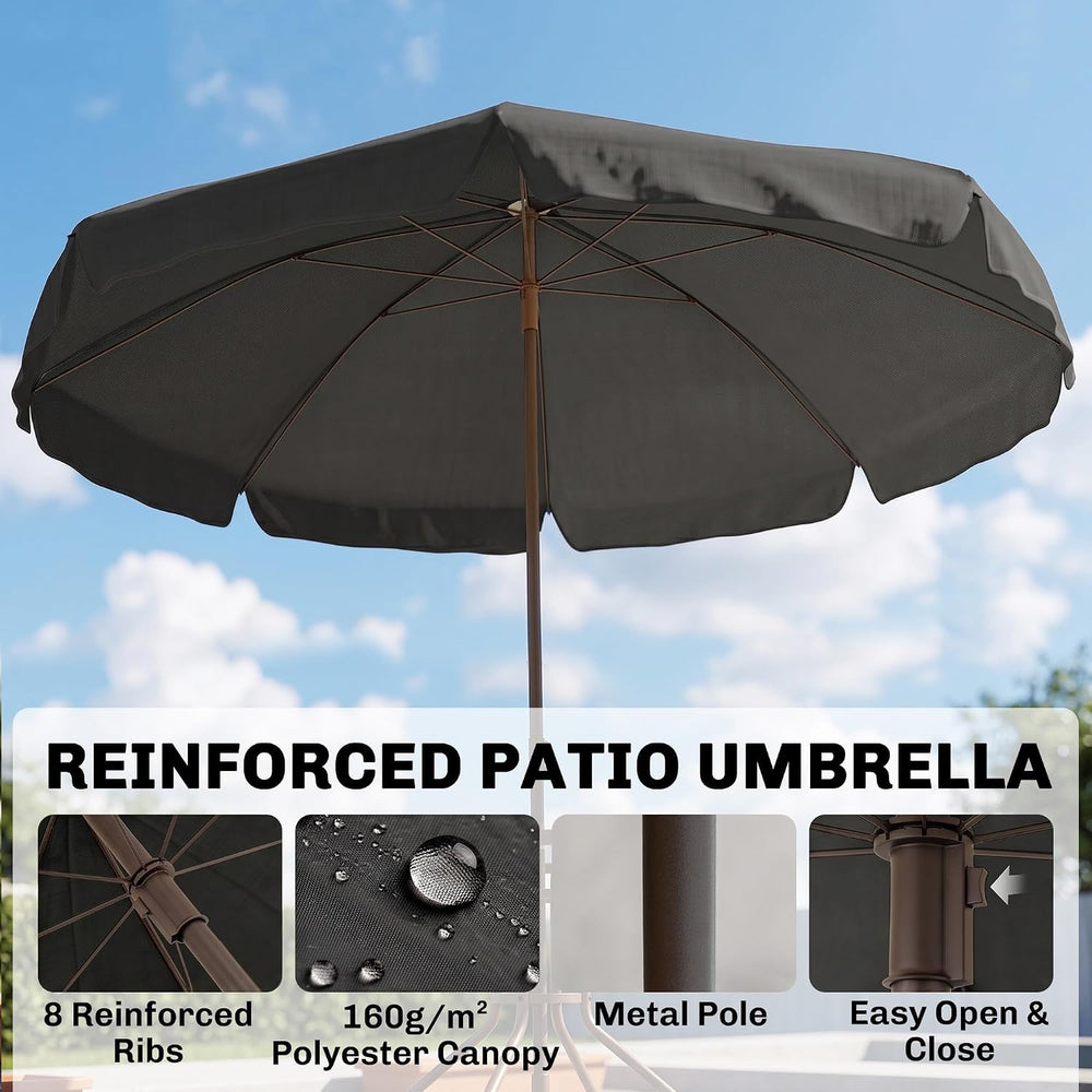 Outsunny 6 Piece Outdoor Patio Dining Set for 4 with Umbrella Black/Coffee