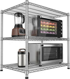 24"Depth Metal Wire Shelving Unit Storage Shelves Adjustable Kitchen shelf Microwave Stand Sturdy Steel Bakers Rack Standing Organizer 1650LBS for Commercial Pantry Garage Factory industrial warehouse