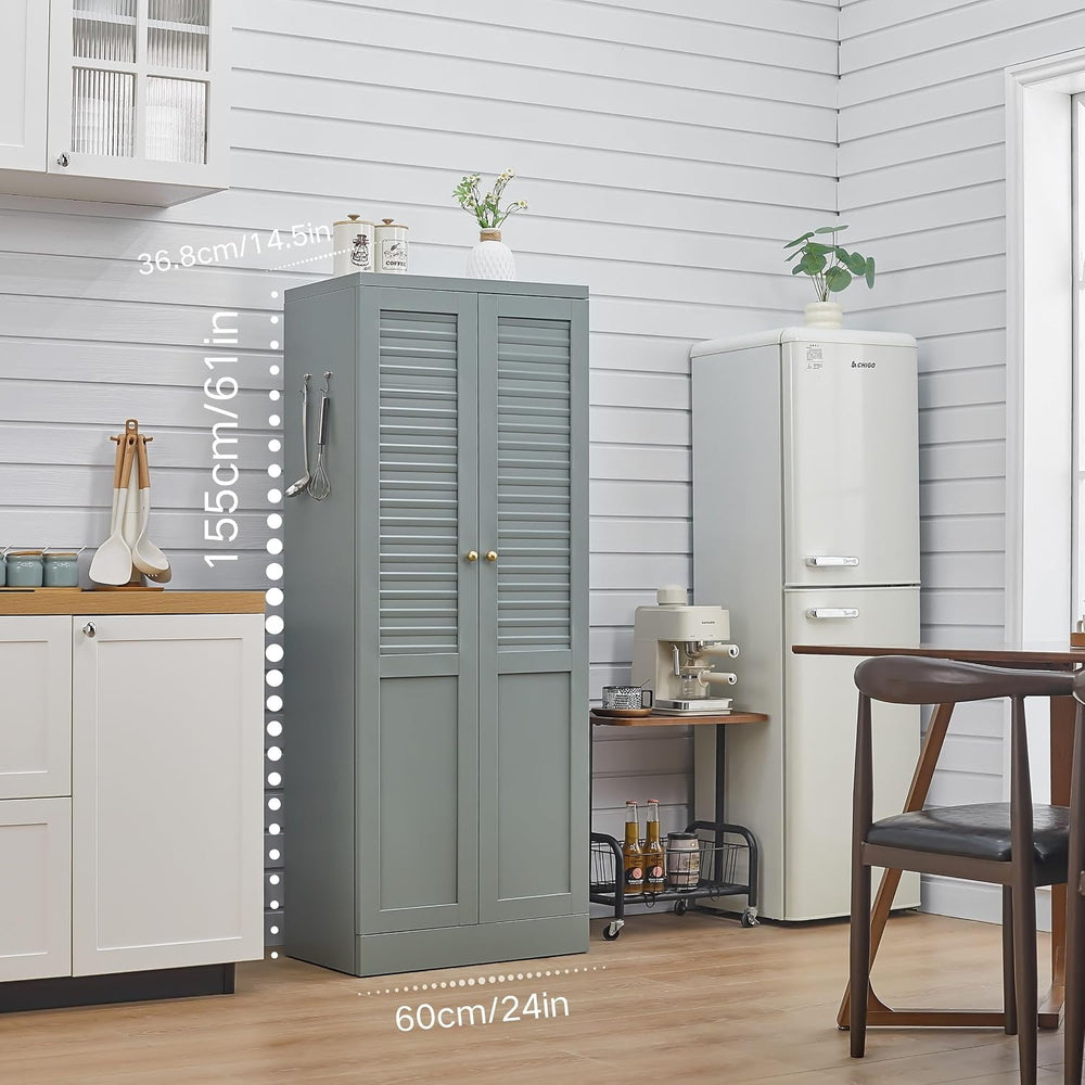 Freestanding Pantry Cabinet with 4 Adjustable Shelves for Kitchen | Space-Sav...