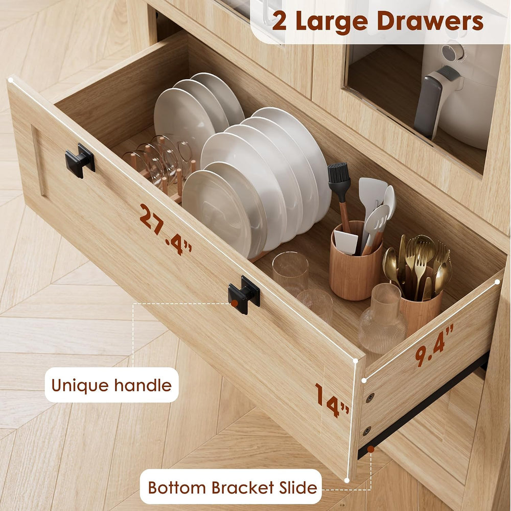 71" Tall Kitchen Pantry Cabinet - Modern Display Storage Cabinet with 2 ...