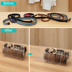 Clear Belt Organizer, Extendable Acrylic Belt Storage Holder with Adjustable Dividers, Belts Storage Container for Drawer and Closet Organization