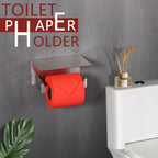 LANC Toilet Paper Holder with Shelf Brushed Nickel Toilet Tissue Roll Holder with Wipes Shelf for Bathroom Wall Mounted and Self-Adhesive Toilet Paper Roll Holder Stainless Steel, A8367BN