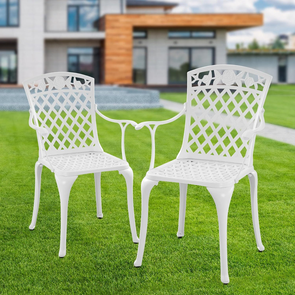 Sturdy Patio Chairs Cast Aluminum Outdoor Dining Chairs with Armrest, Outdoor...