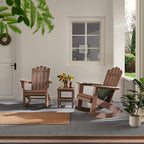 Adirondack Rocking Chair Set of 2, Brown | Eco-Friendly Wood-Style Outdoor Patio Rocker - Heavy Duty 350 lbs Capacity, All-Weather Recycled Plastic, Easy Assembly