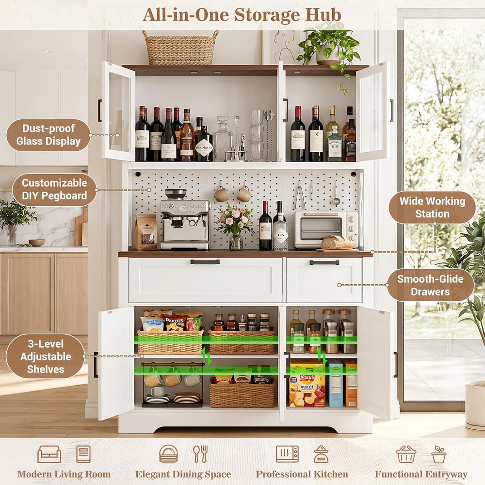 Unikito 71" Tall Pantry Cabinet, Kitchen Pantry Storage Cabinet with Cha...