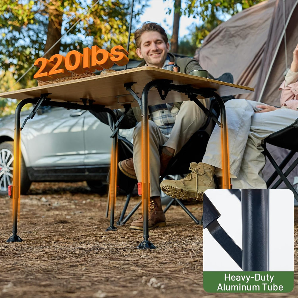 TIMBER RIDGE Bamboo Folding Camping Table, Portable RV Picnic Table | Adjusta...