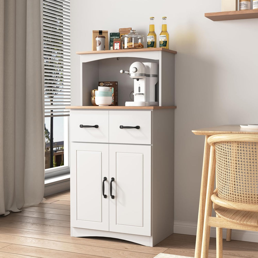 49.4" H White Kitchen Pantry Cabinet with 2 Doors & 2 Drawers, Frees...