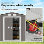 Outsunny 9' x 6' Outdoor Storage Shed, Garden Tool Metal Shed with Foundation Kit, Double Lockable Door, Air Vents and Sloping Roof, for Backyard, Patio, Lawn, Gray