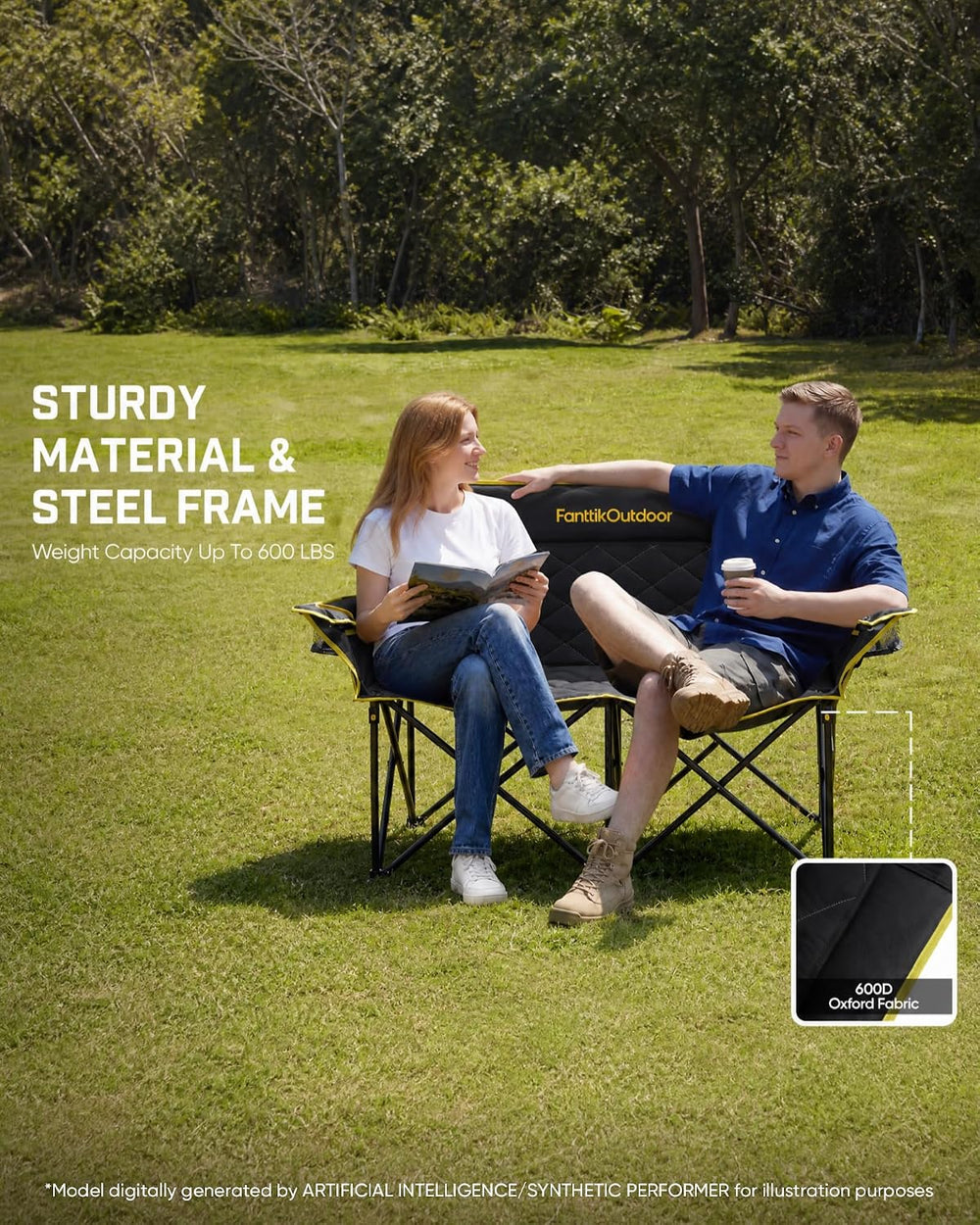 FanttikOutdoor Zeta L11 Duo Pro Double Camping Chair, 2 Person Portable Foldi...