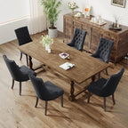 COLAMY Wingback Upholstered Side Dining Room Chairs Set of 4, Fabric Dining Chairs with Tufted Button, Living Room Chairs for Home Kitchen, Black