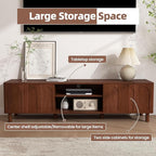 TV Stand for TVs up to 70'', Entertainment Center with Large Storage for Living Room, Media Console with Sliding Doors and Adjustable Shelves, Modern TV Cabinet for Game Consoles and Decor(Walnut)