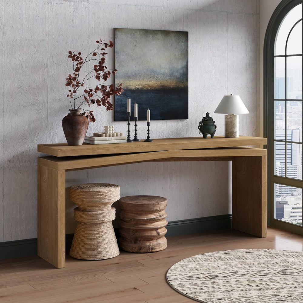 SOFTSEA Arches Console Table with Spacious Tabletop, Antique Brown