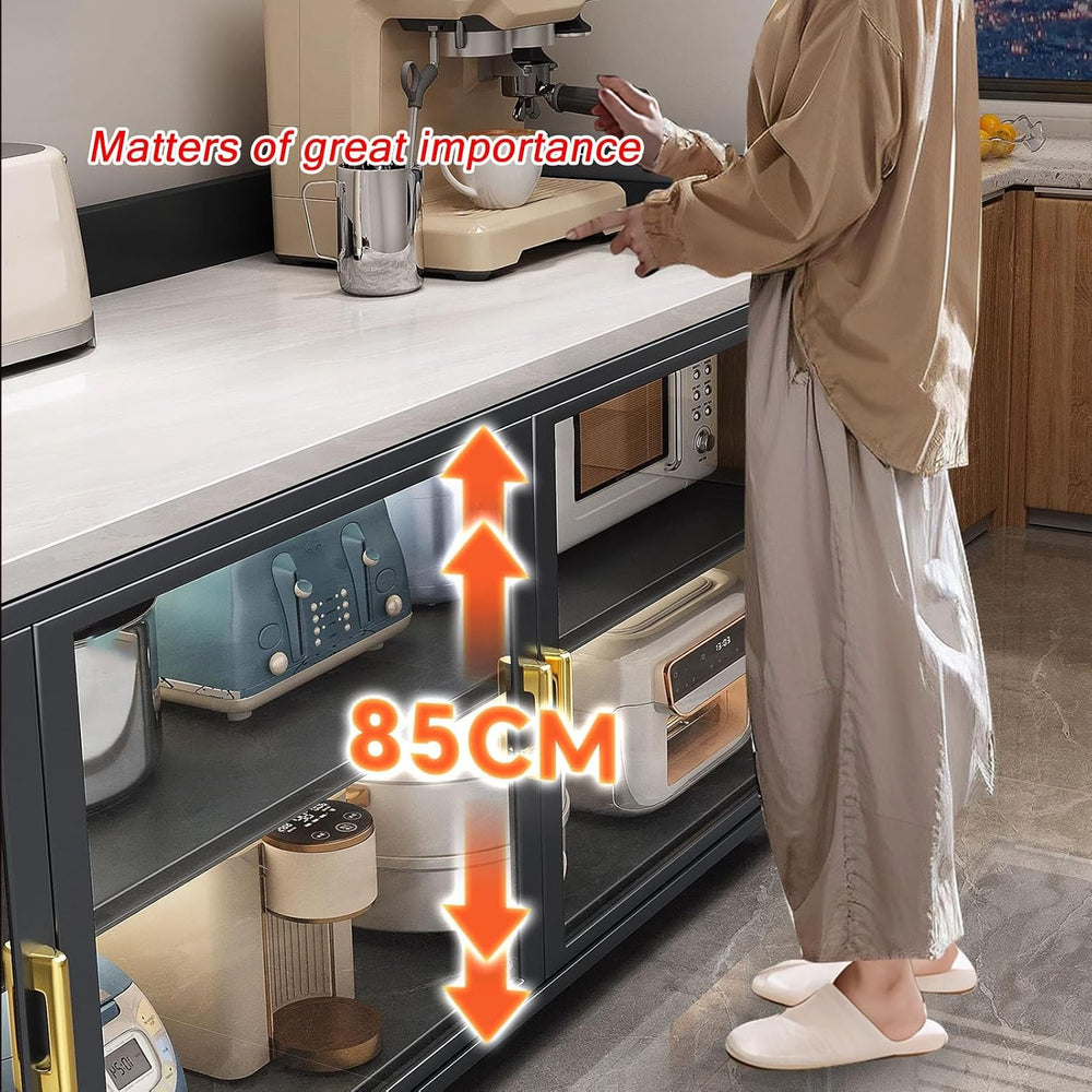 JKGHK Kitchen Storage Cabinet, Food Prep Baker's Rack Table with Flip Doo...