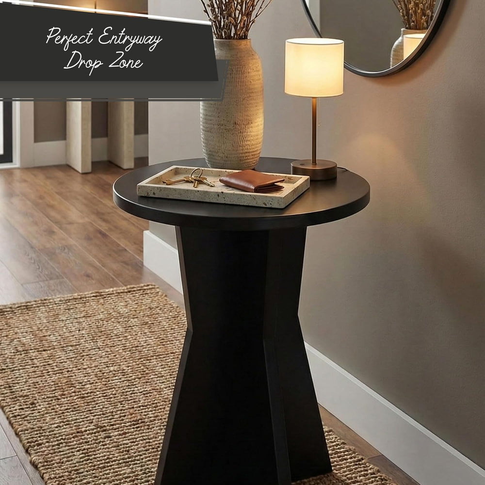 Kings Brand Furniture Round Side Table, Modern Pedestal Base Accent Table for...