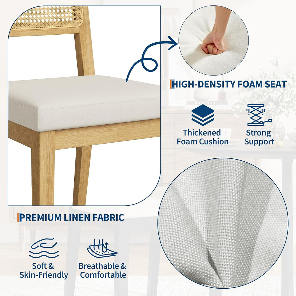 Garvee Rattan Dining Chairs Set of 2, French Country Upholstered Dining Chair...