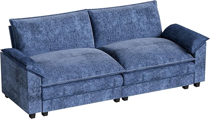 Homall 80" Modular Sectional Sofa, Loveseat Sofa Couch with Double-Layer Cushion, DIY Combination Chenille Deep 2-Seat Cloud Couch for Living Room, Apartment (Dark Blue, Loveseat Sofa)