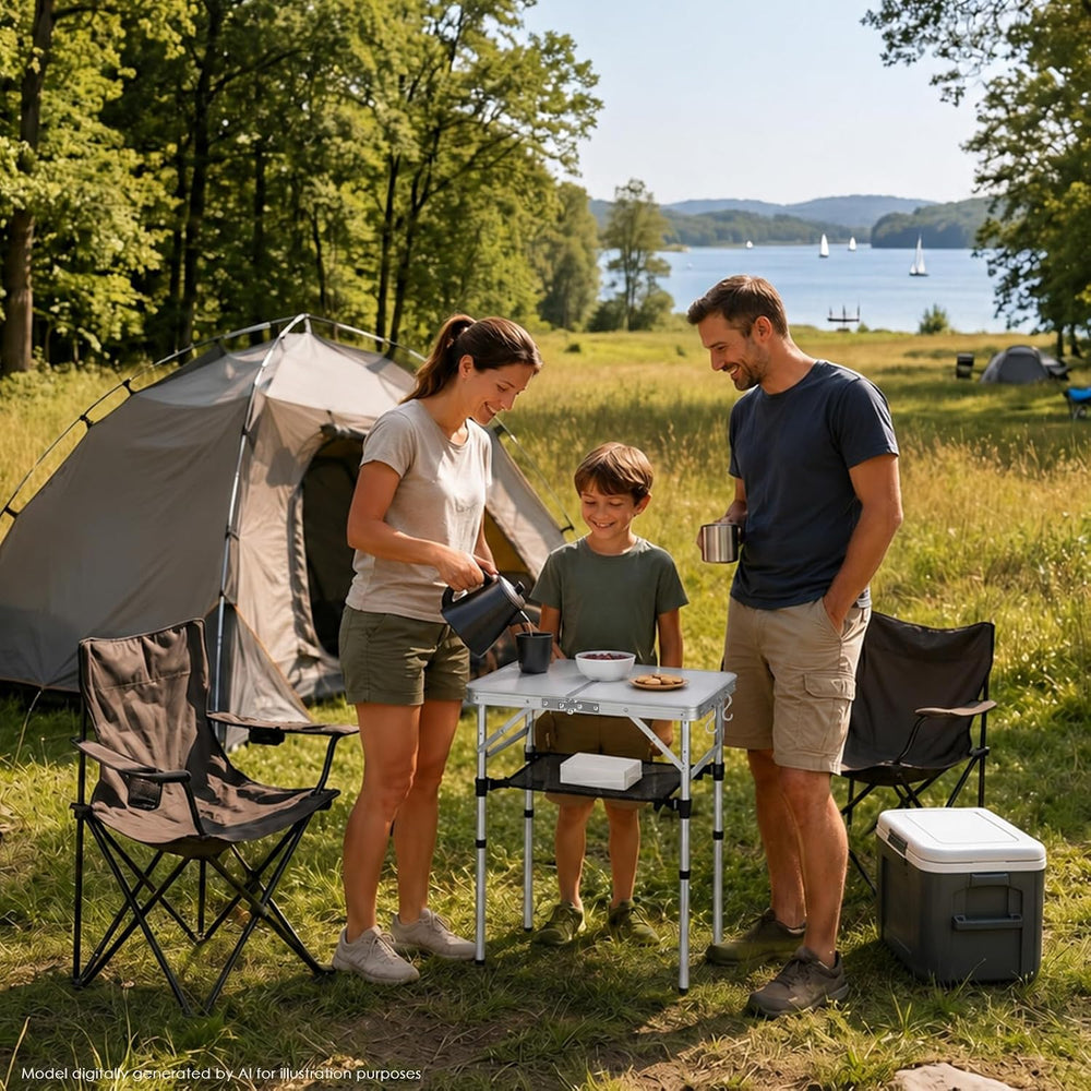 YihuiKo Folding Camping Table with Adjustable Height, Small Portable Table
