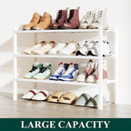 Smiry Shoe Rack, 3 Tier Small Bamboo Shoe Organizer, Stackable Free Standing Wooden Shoe Storage Shelf for Closet, Entryway, Front Door Entrance, White