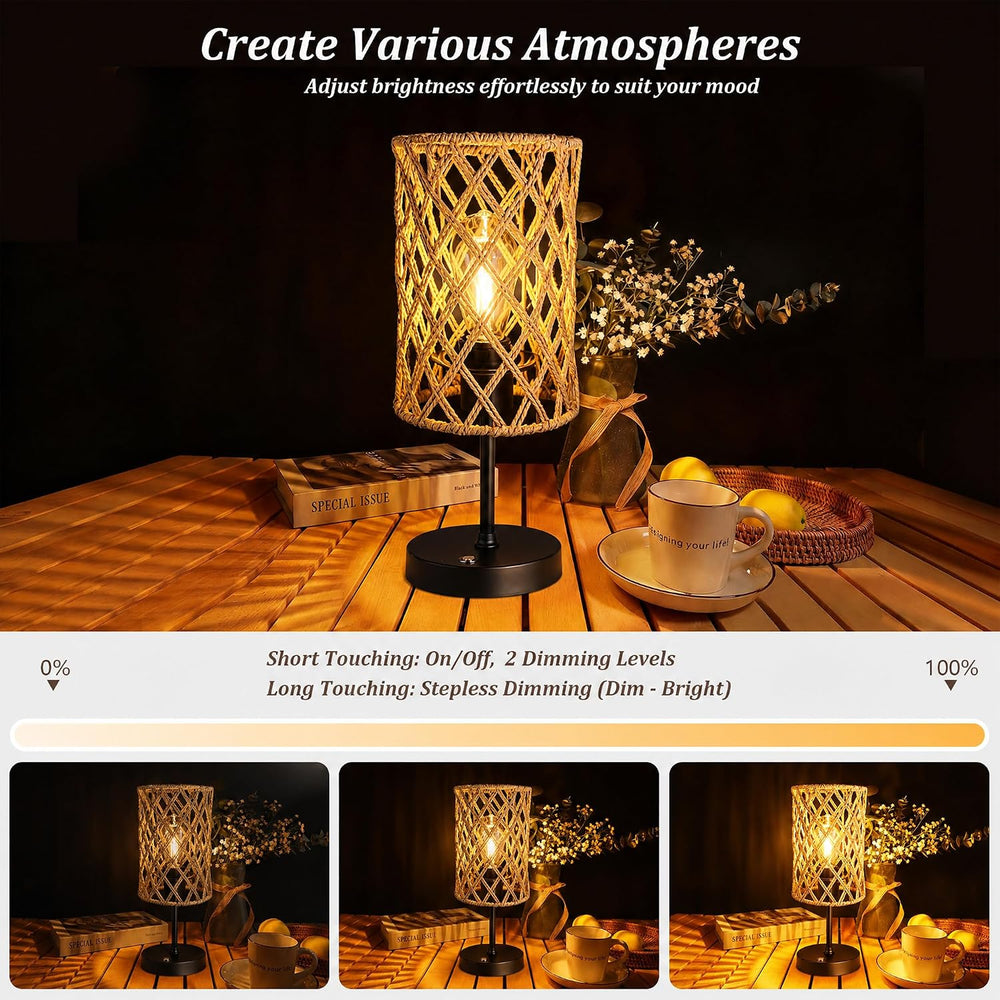 Rechargeable Outdoor Patio Table Lamps, Set of 2 Cordless Battery Operated Po...
