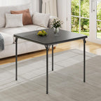 VECELO 5-Piece Folding Card Table Square and Chair Set with Collapsible Legs & Vinyl Upholstery,Portable for Indoor & Outdoor, Black & Dark Grey