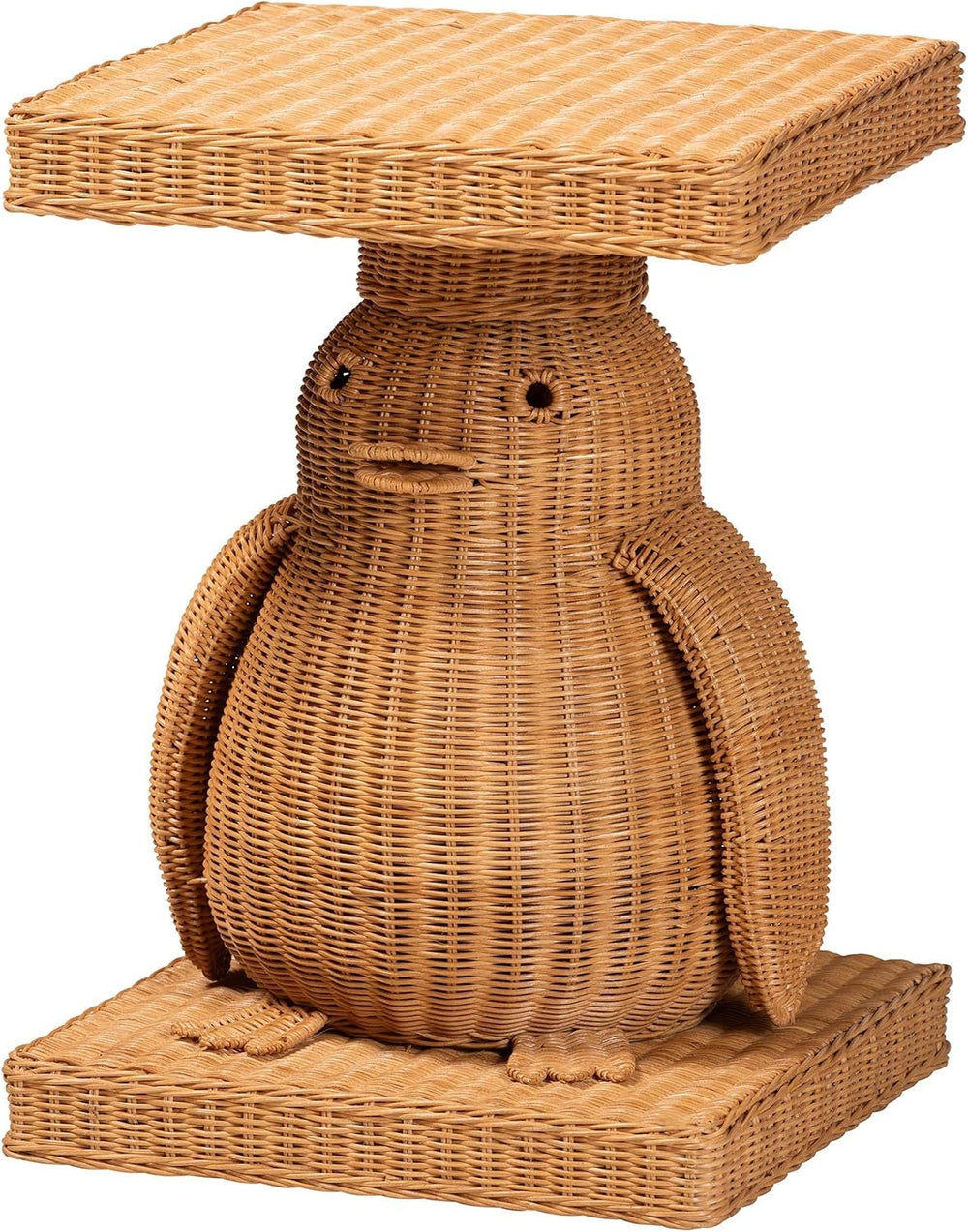 Bali & pari Pembroke Penguin End Table - Handwoven Rattan Sculptural Acce...