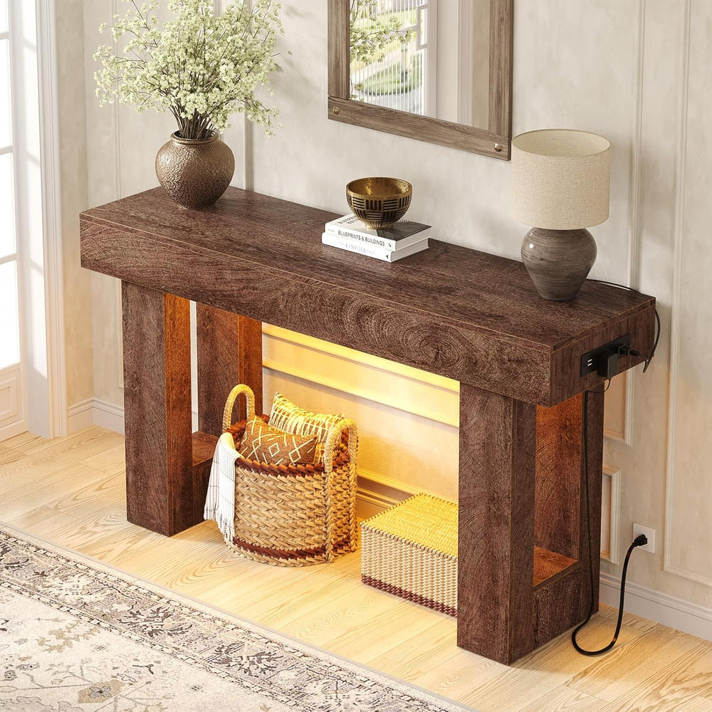 Unikito 47" Entryway Table with Socket and Sensor Light, Narrow Console ...