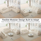 Homall Sectional Couches for Living Room, Modern Boneless Couch with Deep Seat, Upholstered Cloud Sofa, No Assembly Required (Beige, Oversized Sofa)