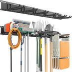 EVERHANGER Garage Tool Storage Organizer, Wall Mount Garden Tool Rack Organization, Heavy Duty Folding Chair Hangers with 6 Adjustable Hooks, Max Load 450lb, 48inch
