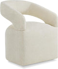 Upholstered Dining Chairs with Casters, Modern Barrel Side Armchair with Rollers for Dining Room, Bedroom, Kitchen, Reading Room, Cream Beige, Set of 1