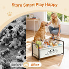 Dog Toy Basket, Toy Box for Dogs, Metal Frame Oxford Fabric Pet Storage Organizer for Living Room