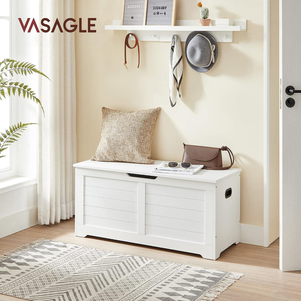 VASAGLE Storage Chest, 39.4 Inches Width Bench with 2 Safety Hinges | Farmhou...