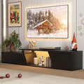 Verano Garden Extendable TV Stand with Led Lights, Wood TV Media Console with 2 Drawers & 1 Cabinet, Modern Entertainment Center Up to 90 Inch TV for Living Room Bedroom, 63" - 90.6" (Black)
