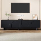 Ball & Cast Modern TV Stand with Arch Cabinets for TVs up to 78", Minimalist Entertainment Center w/Solid Wood Legs and Adjustable Shelves, Media Console for Living Room,Black