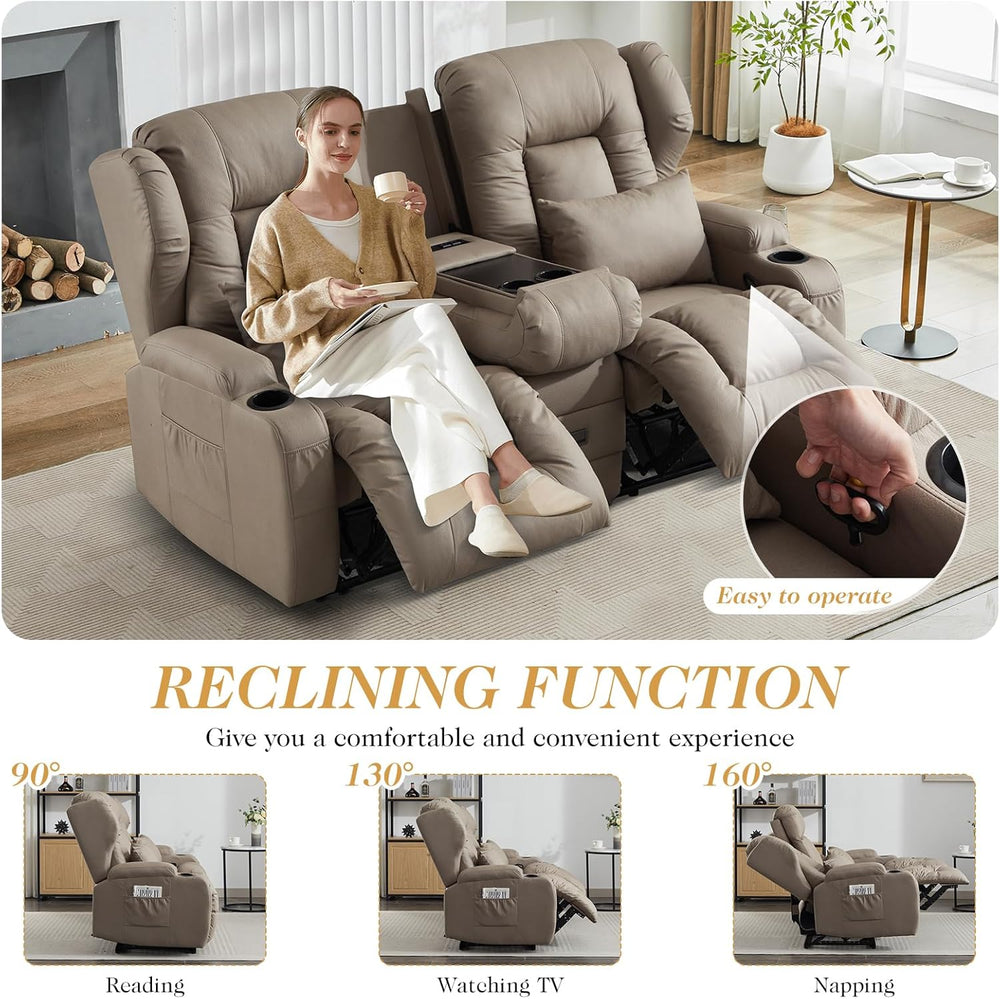 Loveseat Recliner Sofa,RV Wall Hugger Recliners for Small Spaces,Reclining Lo...