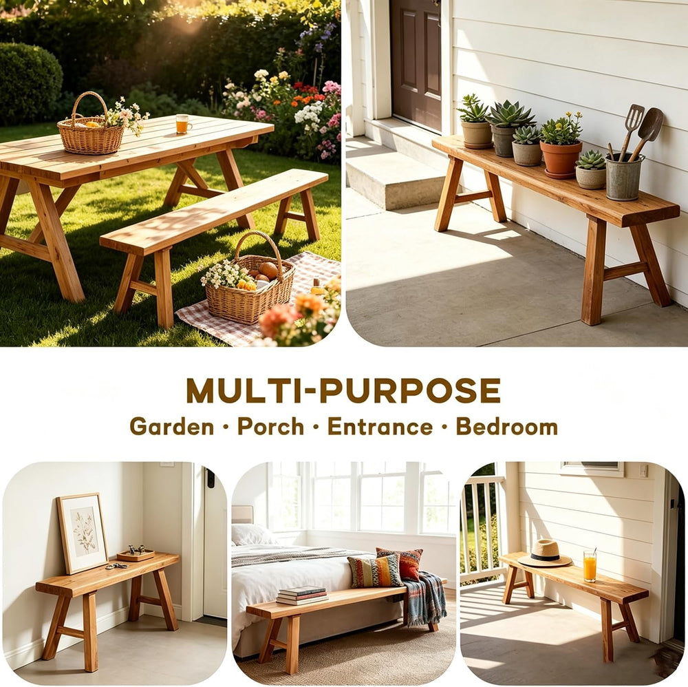 Farmhouse Indoor Wooden Living Room Dining Bench, Asian Natural Wood Kitchen ...