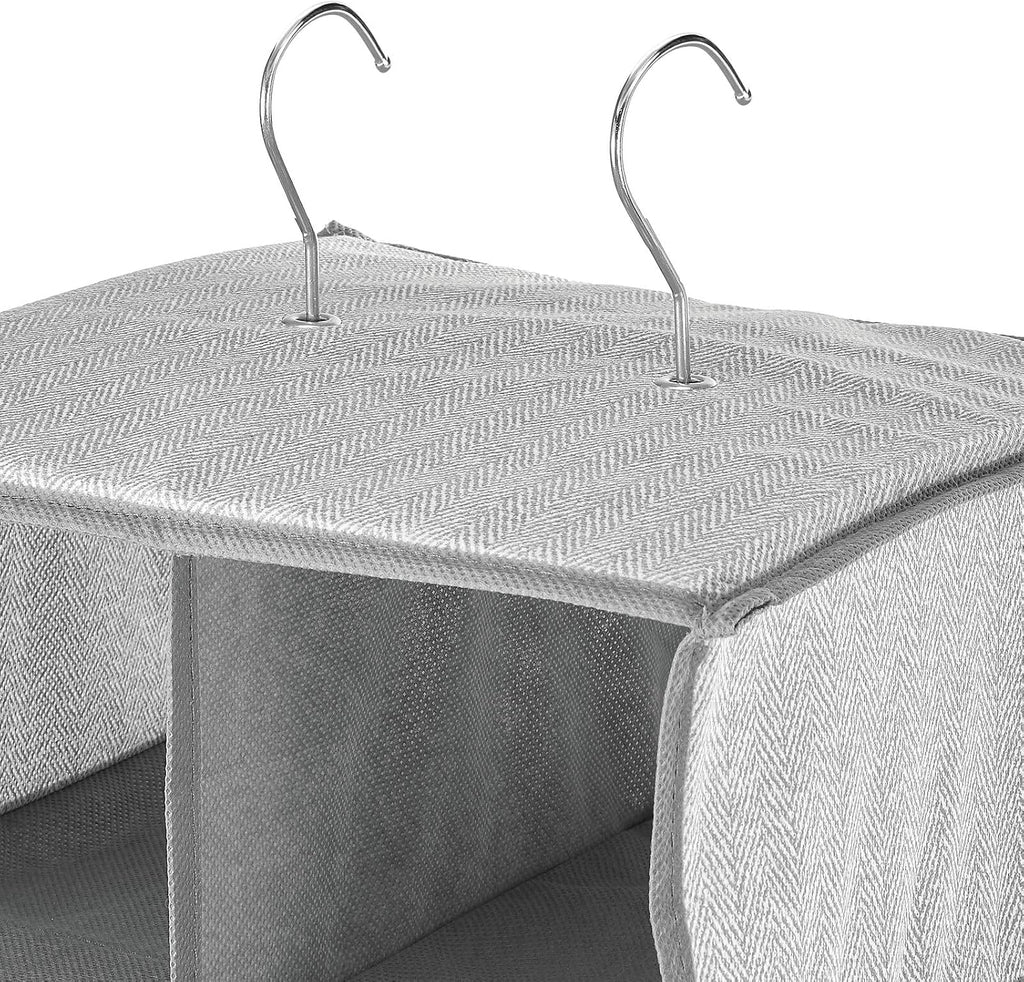 mDesign Soft Fabric Closet Organizer - Holds Shoes, Handbags, Clutches, Accessories - Large, 20 Shelf Over Rod Hanging Storage Unit - Gray