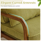 VINGLI Upgraded Premium Corduroy Accent Chair,Upholstered Arm Chair,Solid Wood Comfy Reading Chair with Pillow, Mid Century Modern Chairs for Living Room,Bedroom,Guest Room,Green