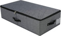 AMJ 29.5"*15"*7", Rigid Under Bed Garment Storage Bins, Folding & Washable, Soft Zip Lid, Black Gray