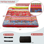 MAXYOYO Japanese Floor Mattress Futon Mattress, 4" Thicken Tatami Mat Sleeping Pad Foldable Roll Up Mat Boys Girls Dormitory Pad Kids Floor Lounger Pillow Bed, Charcoal Grey, Queen Size