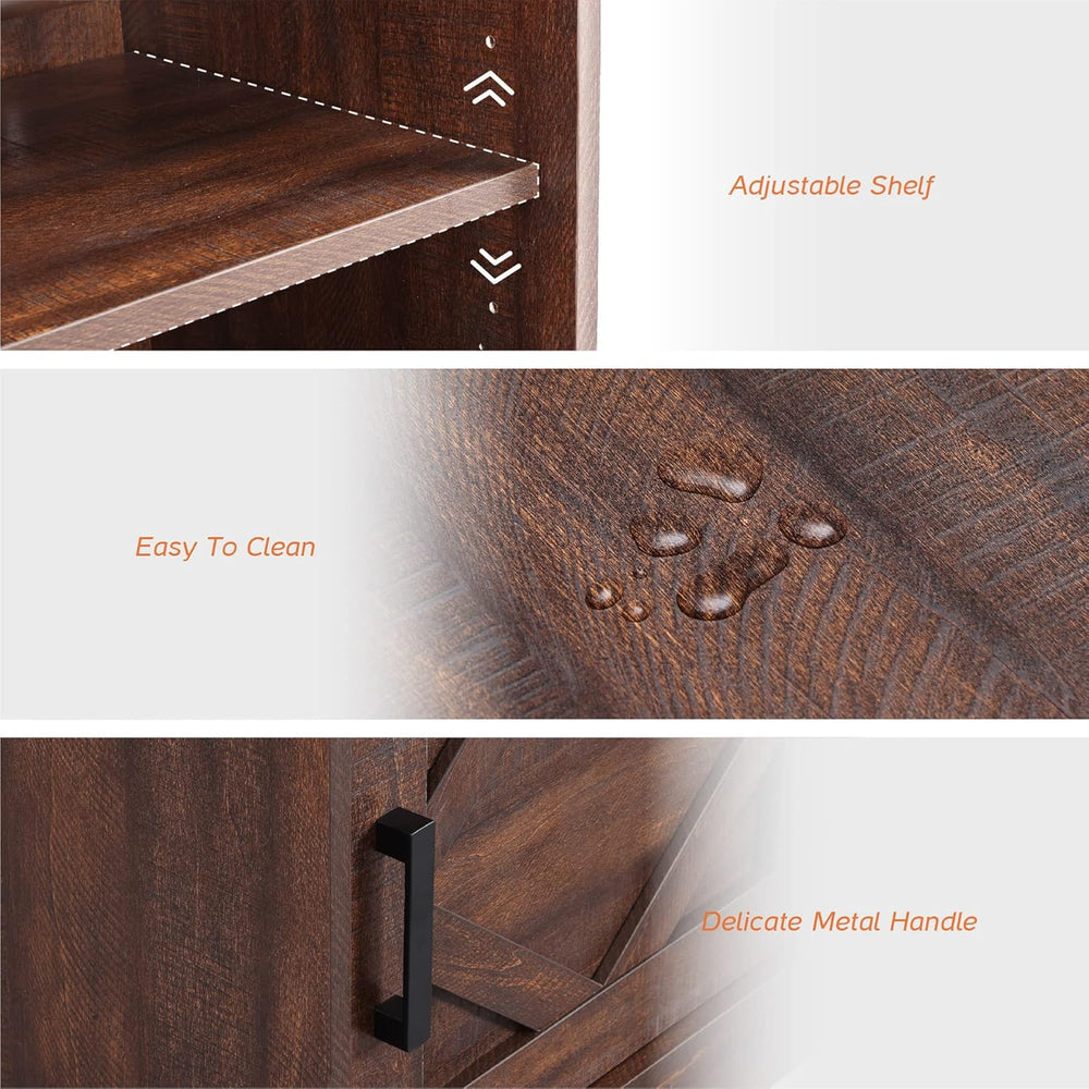 WAMPAT 24.3" H Storage Cube,Rustic End Table with Drawers and Adjustable...