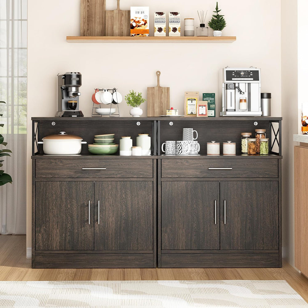 Shintenchi Kitchen Storage Cabinet with Adjustable Shelves and Drawers, Moder...