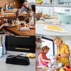 Butter Hub Butter Dish with Lid and Knife, Magnetic Butter Keeper, Easy Scoop, No Mess Lid, Plastic, Dishwasher Safe (Red)