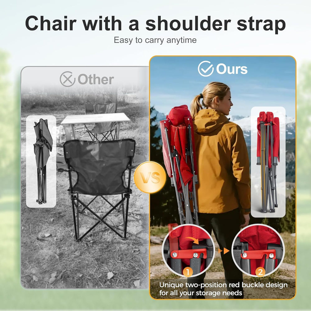 LET'S CAMP Oversized 29.52" High Back Camping Chairs Heavy Duty Lawn...