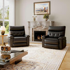 GarveeHome Oversized Rocker Swivel Recliner Chair - PU Leather Extra Wide Manual Recliner for Adults, Large Lazy Chair with 1.5X Sponge Comfort Arm and Back for Living Room, Bedroom