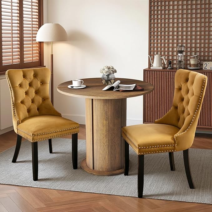 SoarFlash Kitchen Table and Chairs for 2, 31.5" Dining Table Set for 2 with Upholstered Chairs, 3 Piece Kitchen Table Set with Storage Shelf for Small Space, Apartment