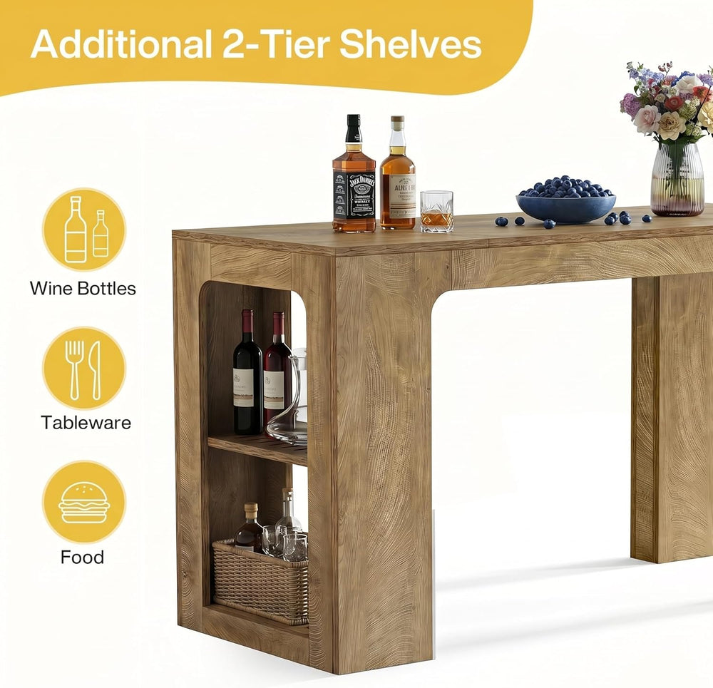 Tribesigns 63'' Long Kitchen Island with Storage, Wooden Counter Heig...