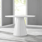 Furniturebox UK Palma White High Gloss Round Dining Table – Modern Pedestal Base – Contemporary 4–6 Seater Kitchen or Dining Room Table